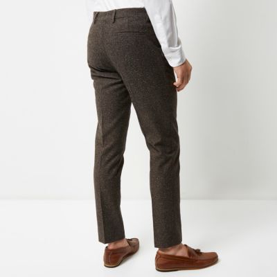 Brown wool skinny suit trousers